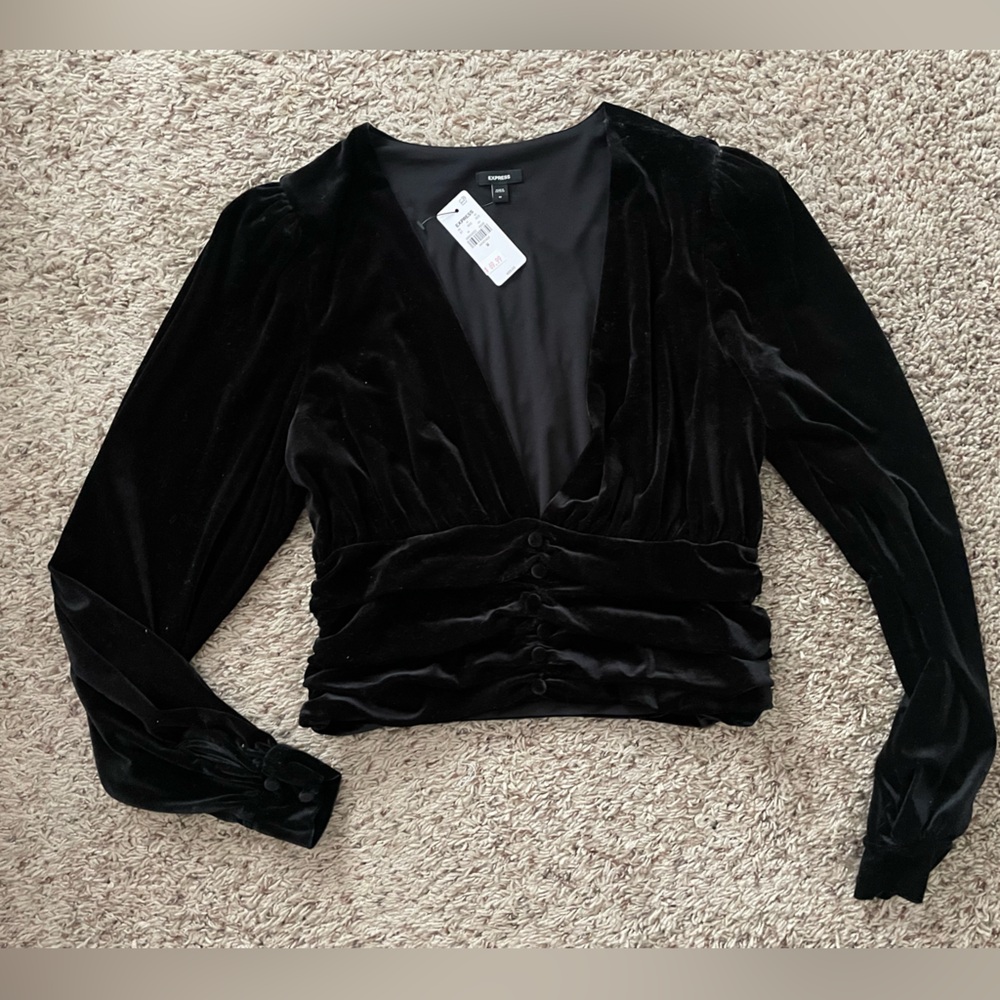 Elegant Black Velvet Women's Top